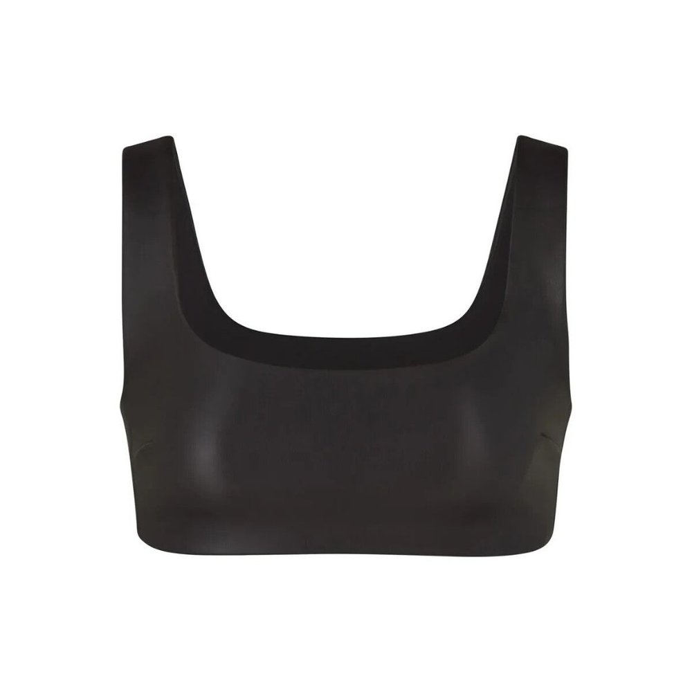 Skims Women's Soot Faux Leather Scoop Neck Sleevless Pullover Bralette Sz Large